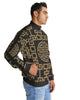 Chinese Print Black Men's Stripe-Sleeve Track Jacket