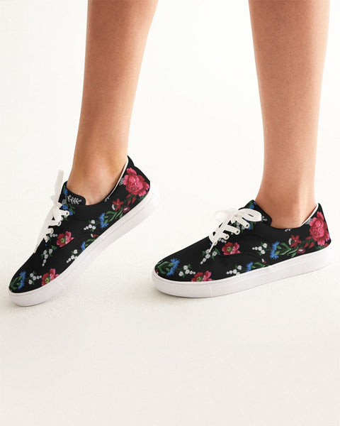 Bordados print penny Women's Lace Up Canvas Shoe