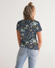 Flower pattern green blue Women's V-Neck Tee