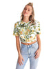 Yellow Flowers Women's Twist-Front Cropped Tee