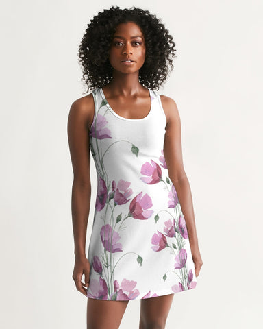 Watercolor Flower purple Women's Racerback Dress