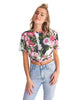 Rose Pattern Women's Twist-Front Cropped Tee