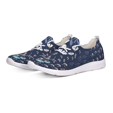 flower pattern BLUE Lace Up Flyknit Shoe