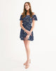 flower pattern BLUE Women's Off-Shoulder Dress