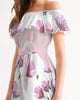 Watercolor Flower purple Women's Off-Shoulder Dress