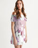 Watercolor Flower purple Women's Off-Shoulder Dress