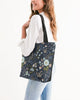 Flower pattern green blue Canvas Zip Tote