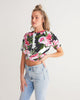 Rose Pattern Women's Twist-Front Cropped Tee