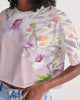 purple watercolor flower print Women's Lounge Cropped Tee