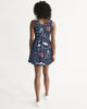 flower pattern BLUE Women's Scoop Neck Skater Dress